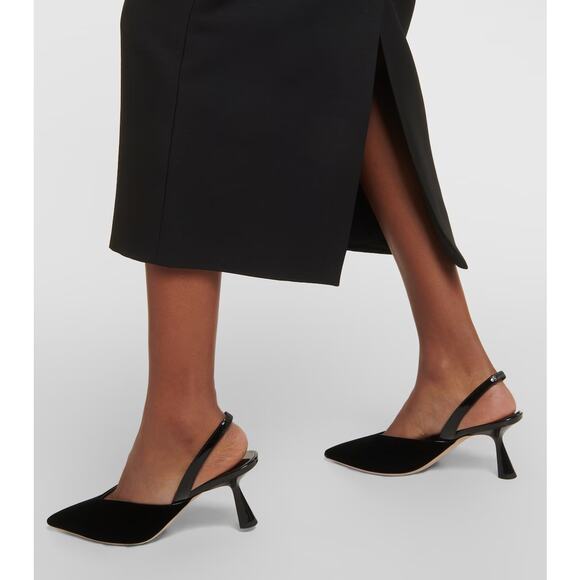 Jimmy Choo Maryanne Velvet Slingback Pumps Pointed Toe Patent Leather 36 - Picture 15 of 15